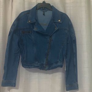 Motorcycle style denim jacket